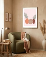 Palm Leaves Pottery Minimal Boho framed in a tender room thumbnail