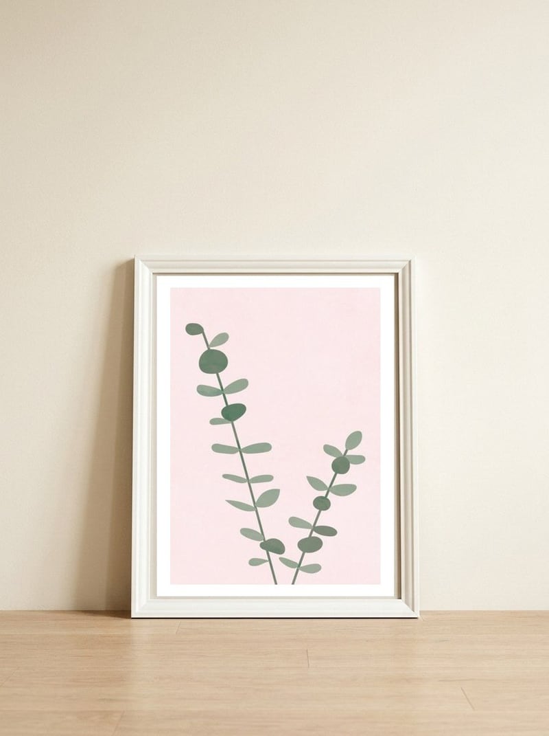 Modern Eucalyptus — framed, leaning against the wall