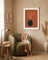 Terracotta Earth Tones Wall Decor Pottery Plant I framed in a tender room thumbnail