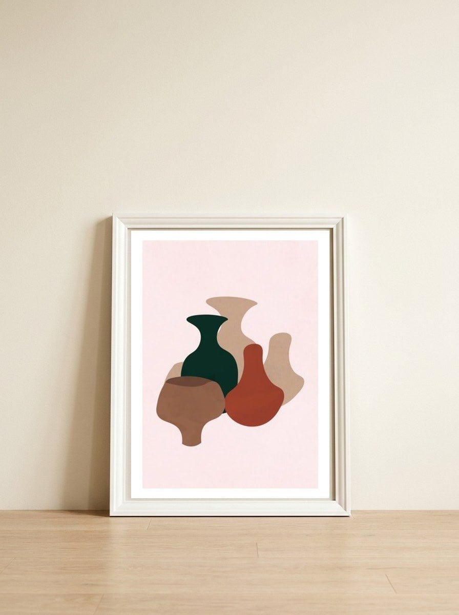 Contemporary Pottery — framed, leaning against the wall