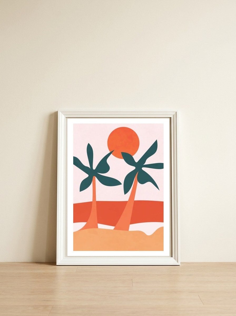 Beach Scandi Artwork — framed, leaning against the wall