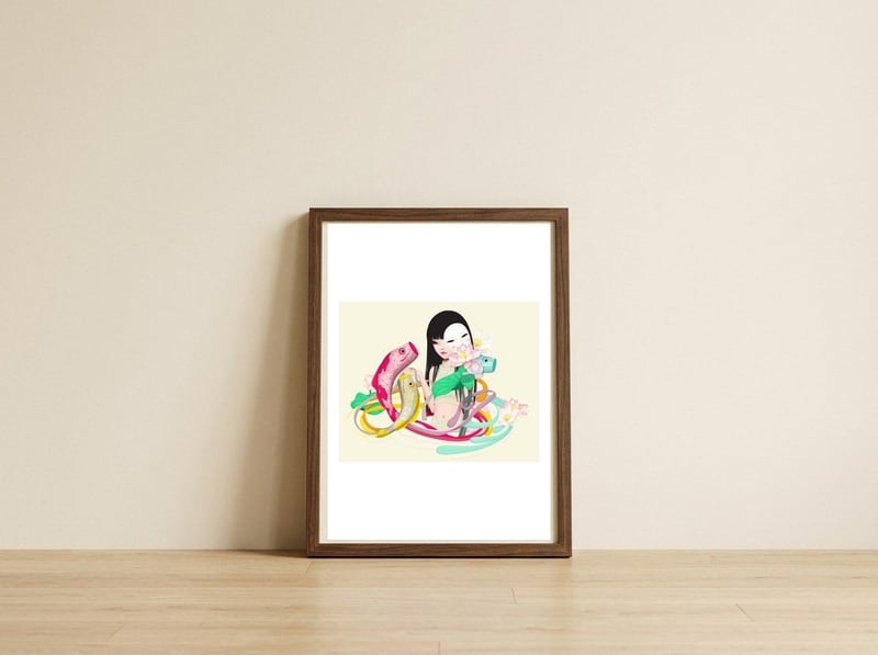 Koi Dance — framed, leaning against the wall