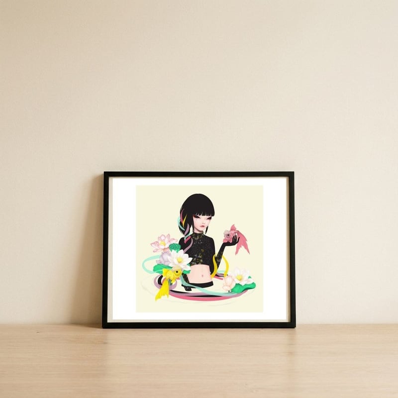Kingyo Song — framed, leaning against the wall