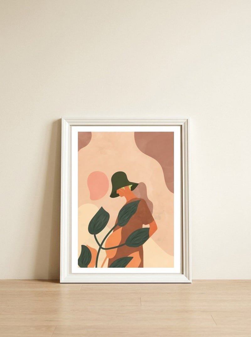 Female Bohemian Artwork — framed, leaning against the wall
