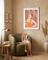 Mid Century Modern Boho Woman framed in a tender room thumbnail