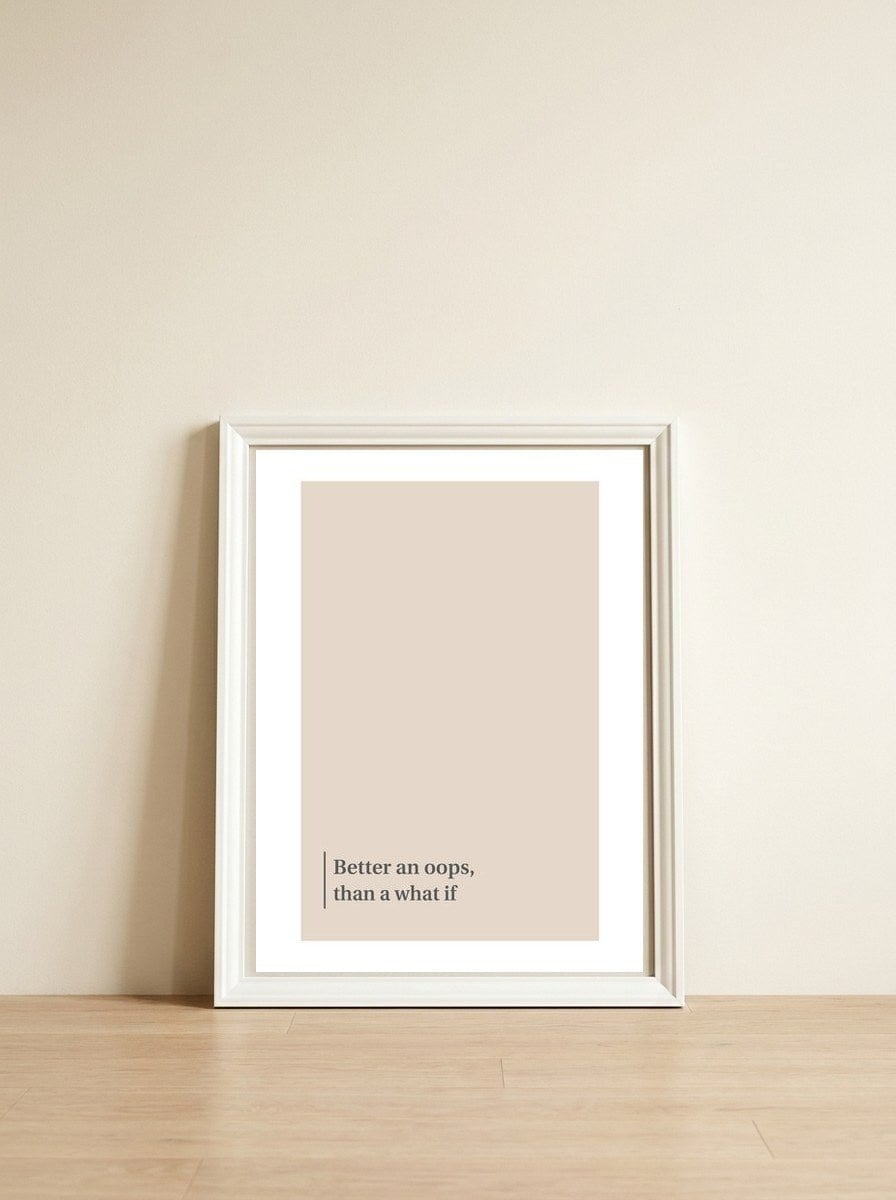 OOPS — framed, leaning against the wall