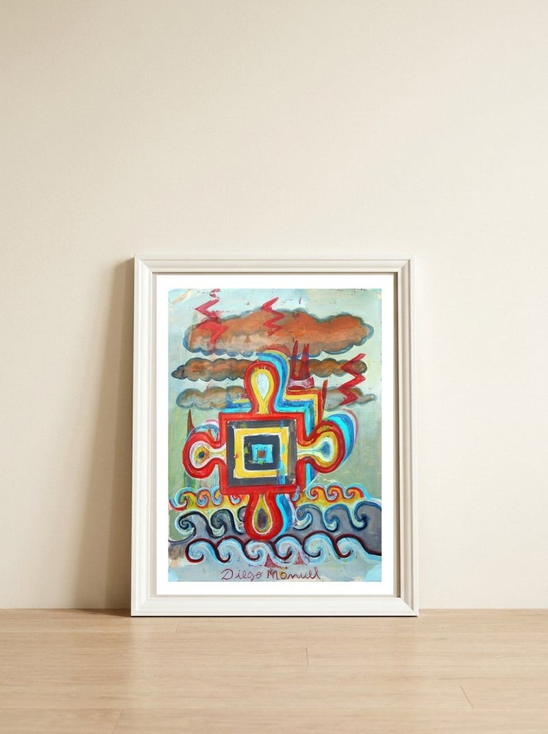 Cruz Del Amanecer — framed, leaning against the wall