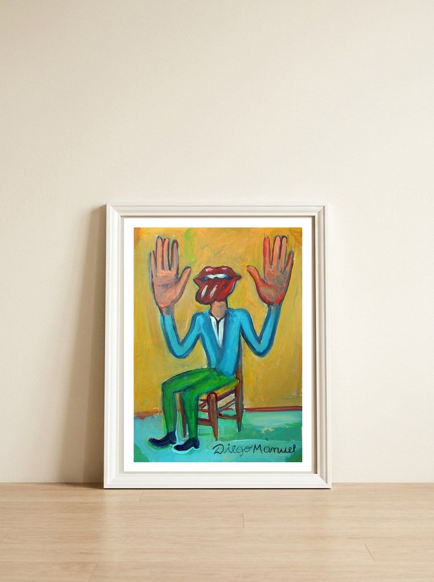El Risa — framed, leaning against the wall