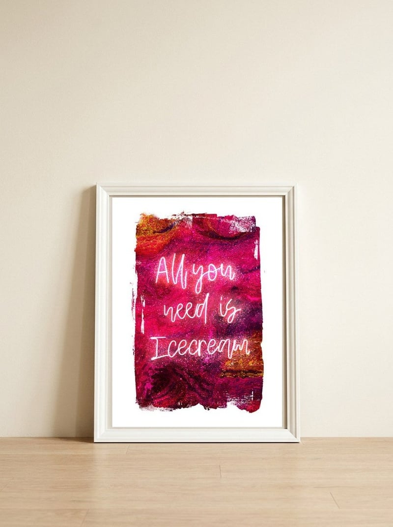 Neon Collection - Icecream — framed, leaning against the wall