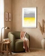 Abstract Painting No. 52 | Illuminating Yellow & Ultimate Grey framed in a tender room thumbnail