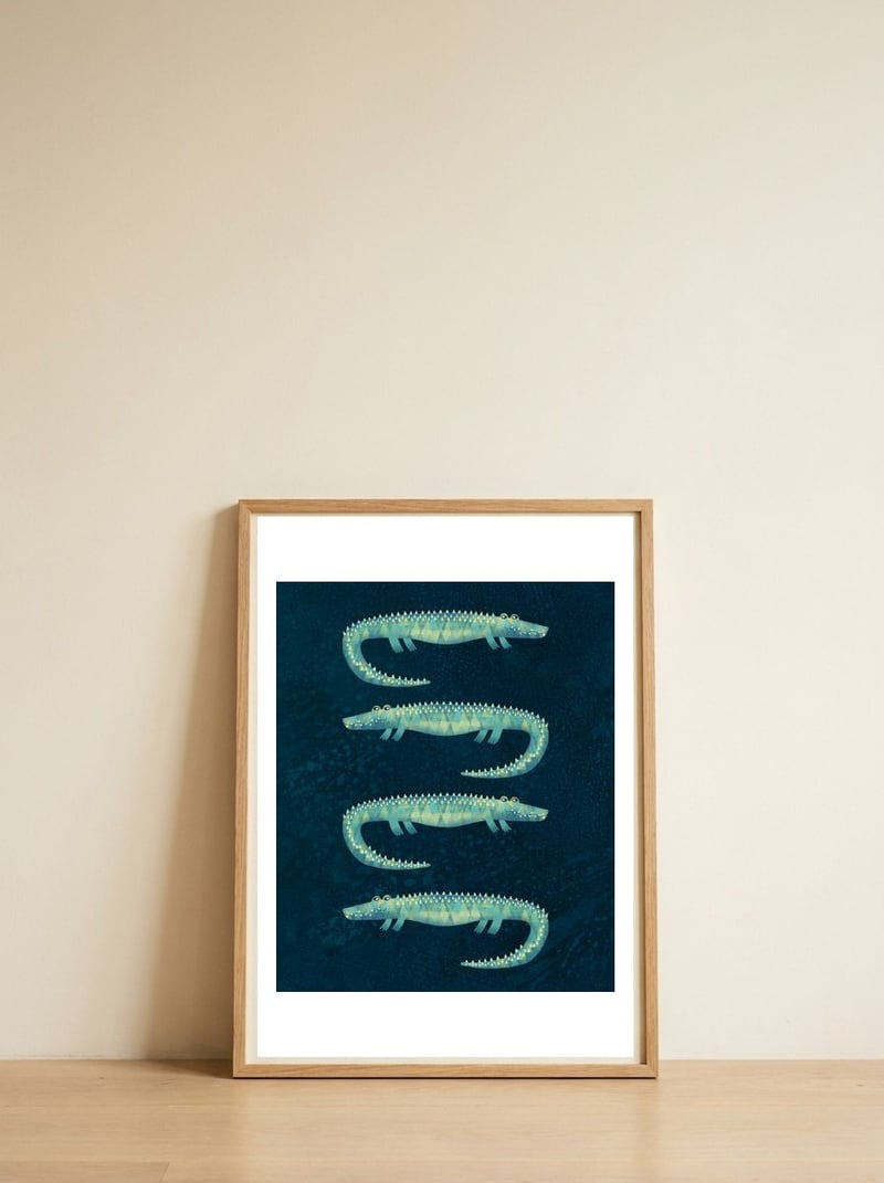 Alligators in the Dark — framed, leaning against the wall