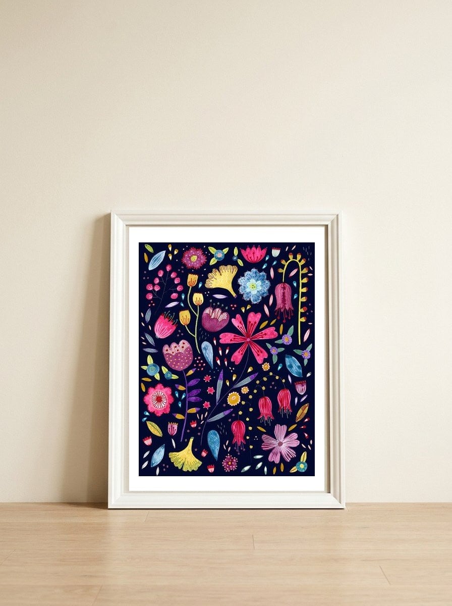 Autumn Hedgerow Dark — framed, leaning against the wall
