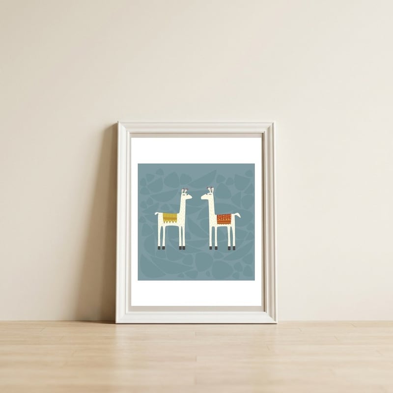 Everyone Lloves A Llama — framed, leaning against the wall