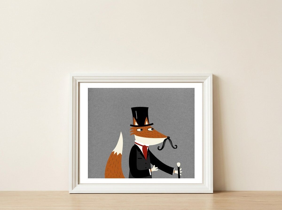 Gentleman Fox — framed, leaning against the wall