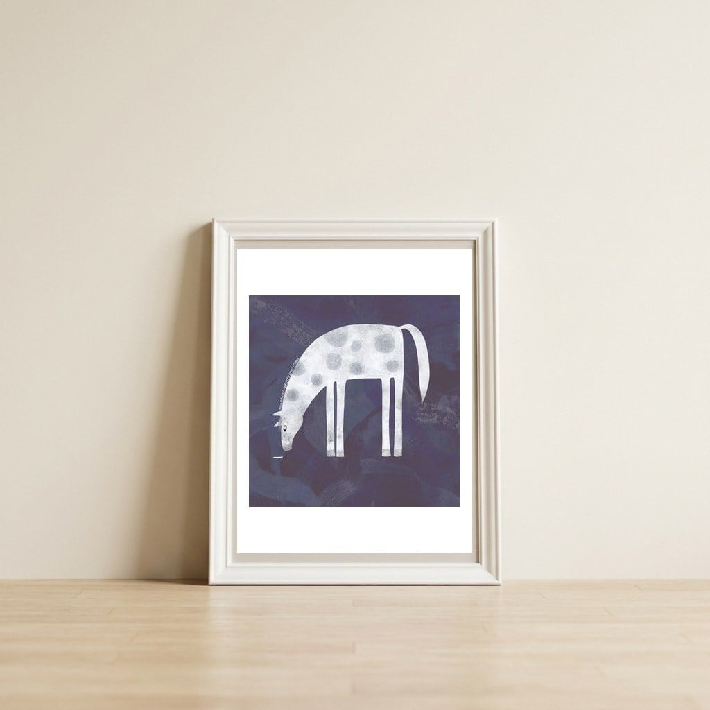 Horse — framed, leaning against the wall