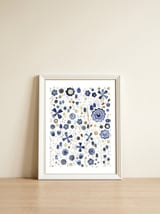 Indigo Flower Mashup — framed, leaning against the wall thumbnail