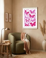Pink Butterflies  framed in a tender room thumbnail