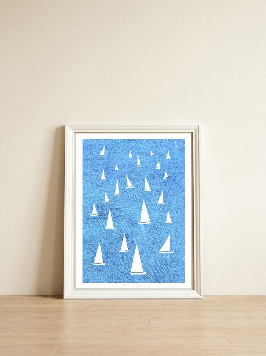 Sailing Boats — framed, leaning against the wall