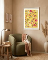 Spring Folk Floral Yellow framed in a tender room thumbnail