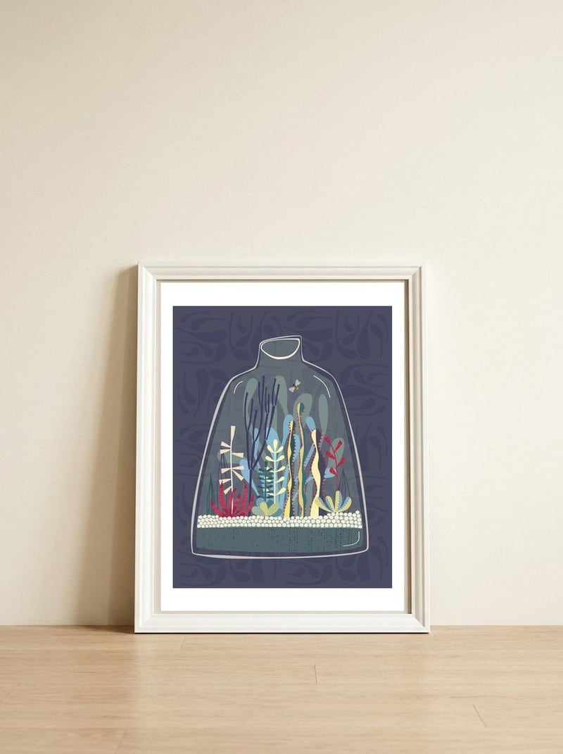 Terrarium — framed, leaning against the wall