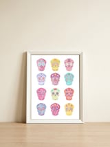 Watercolour Sugar Skulls — framed, leaning against the wall thumbnail