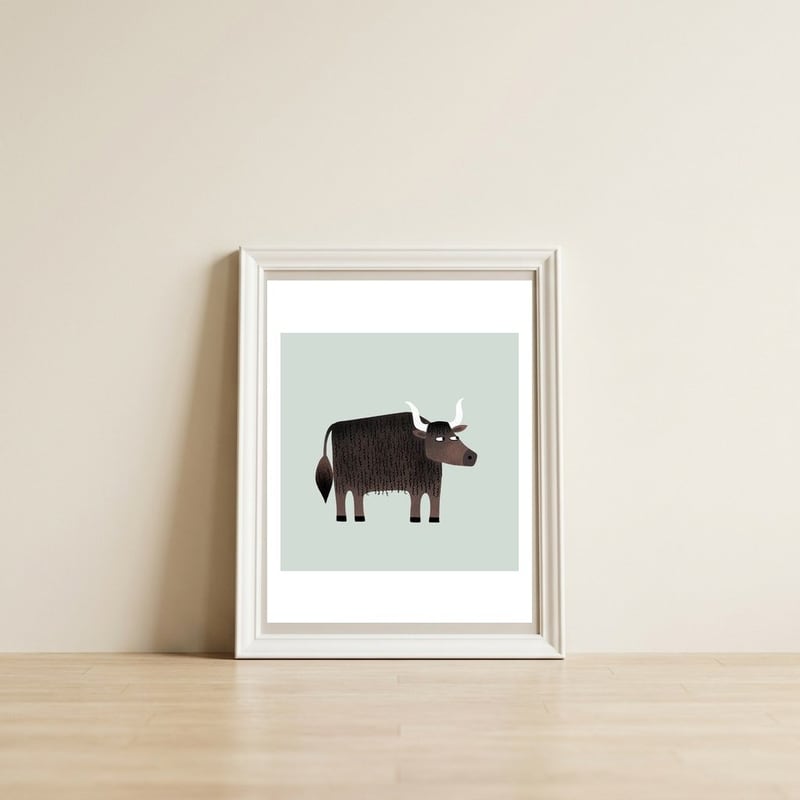 Yak — framed, leaning against the wall