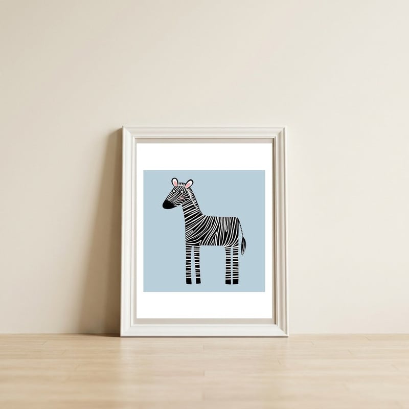 Zebra — framed, leaning against the wall
