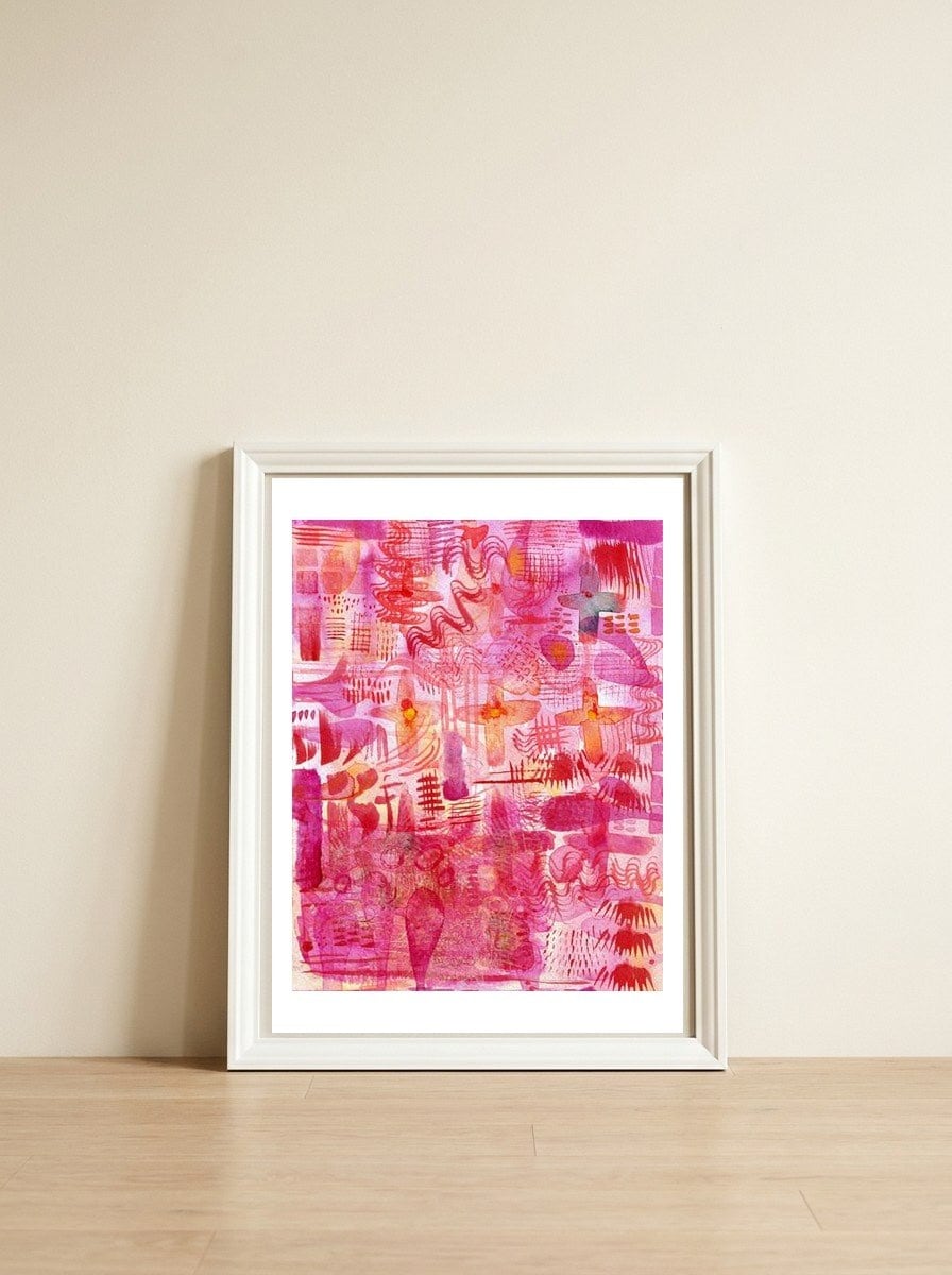 Pink Ink — framed, leaning against the wall