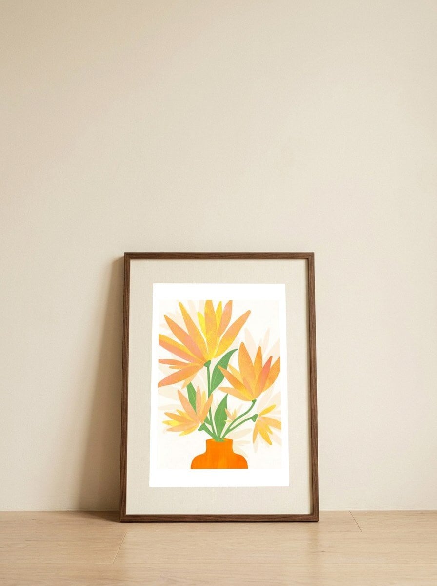 Sunflower Bouquet — framed, leaning against the wall