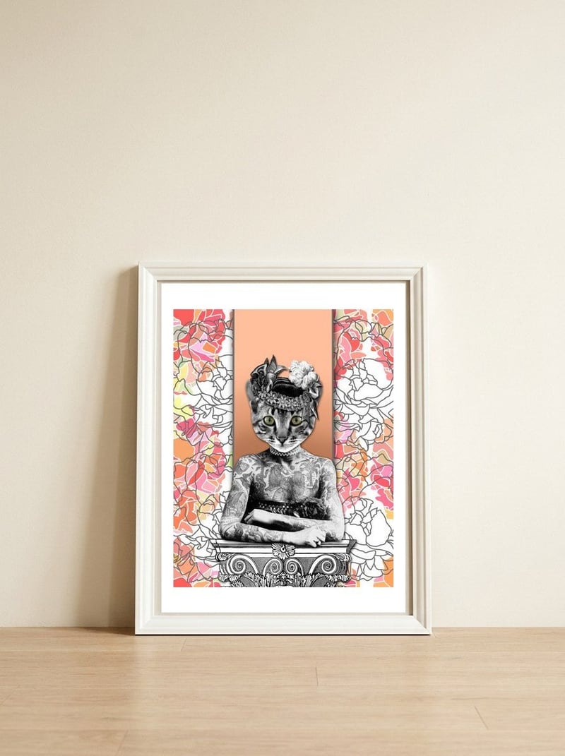 Cat Woman — framed, leaning against the wall
