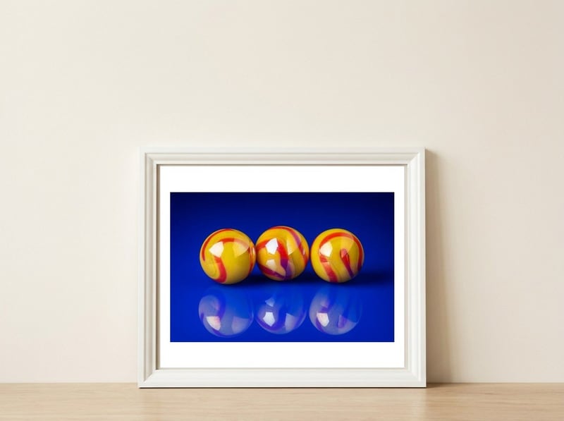 Marbles — framed, leaning against the wall
