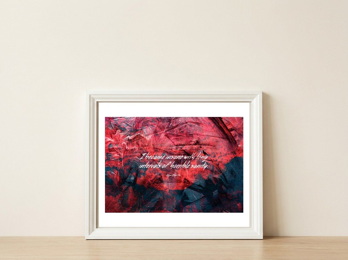 Poe #2 — framed, leaning against the wall