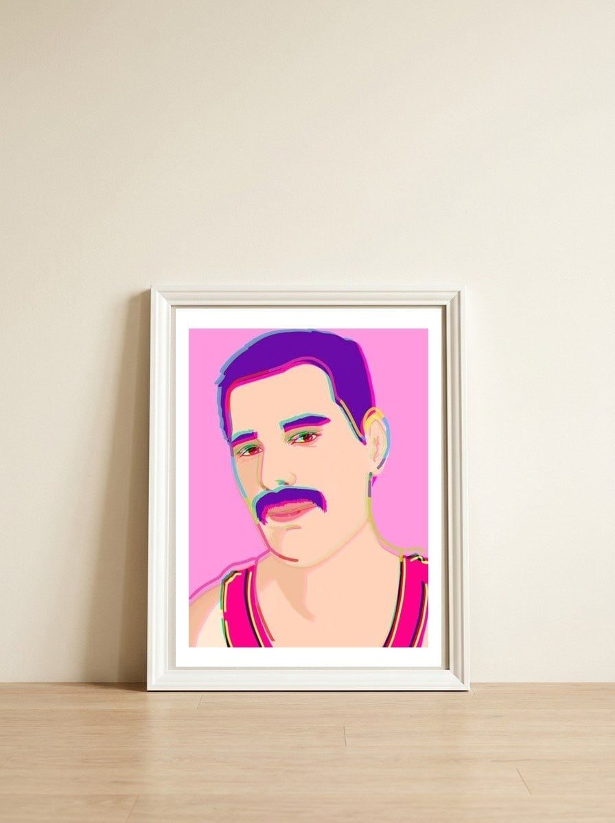 Freddie Mercury — framed, leaning against the wall