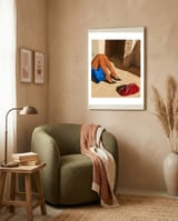 Introspection, Bohemian Woman Solitude Painting, Fashion Travel Lifestyle Architecture Illustration framed in a tender room thumbnail