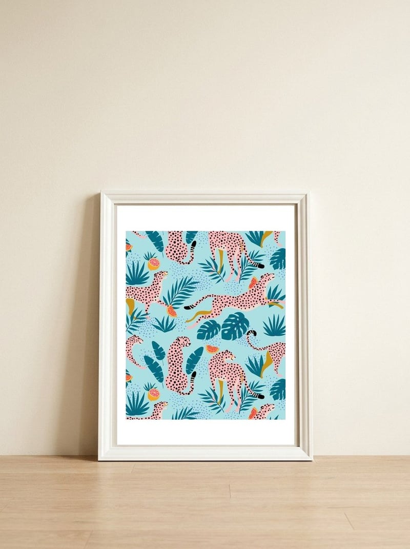 Cheetahs In The Grapefruit Grove — framed, leaning against the wall