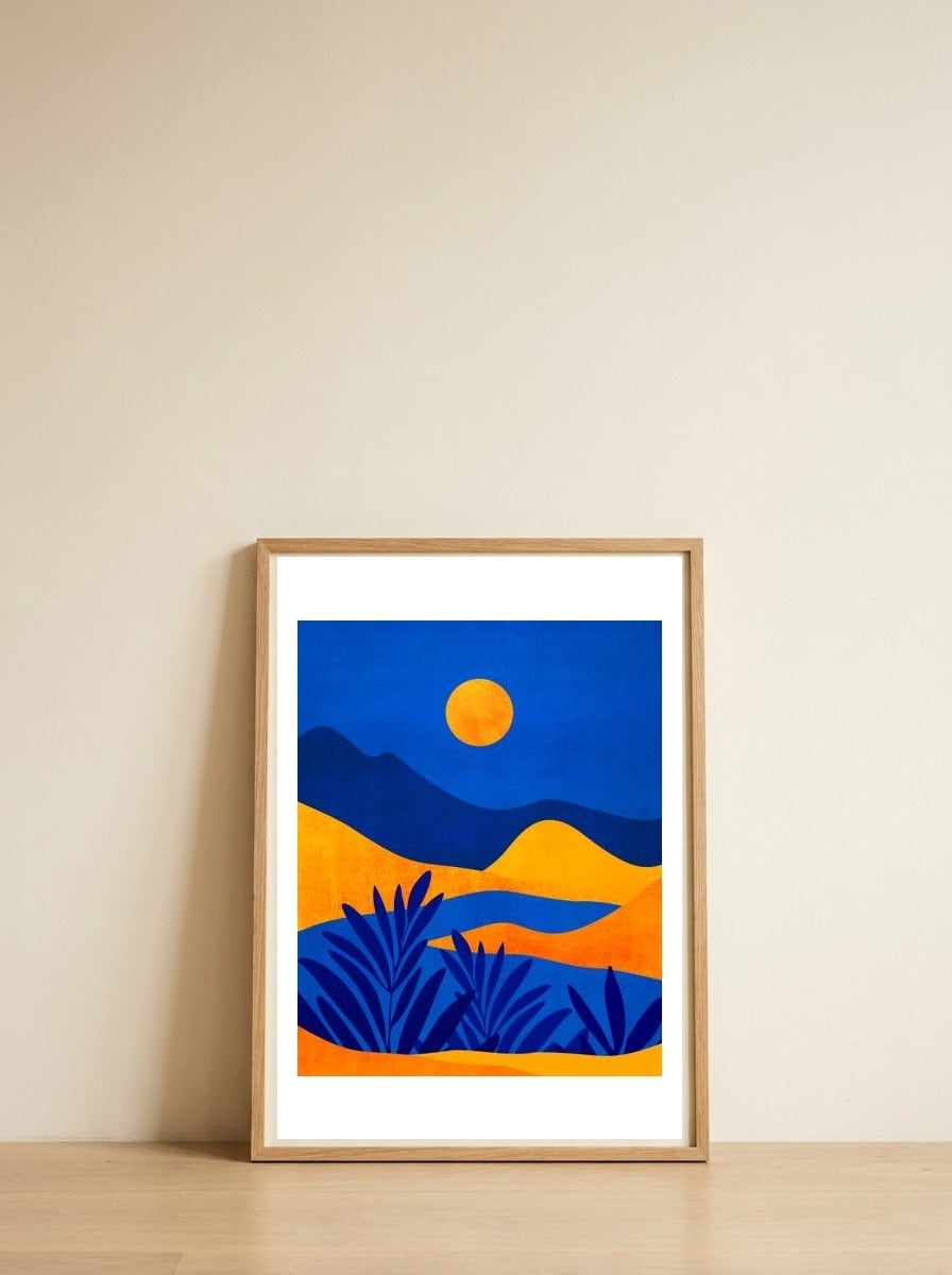 Moonrise Mountains — framed, leaning against the wall