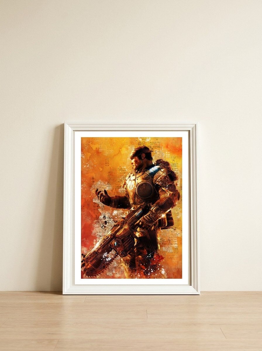 Gears Of War — framed, leaning against the wall