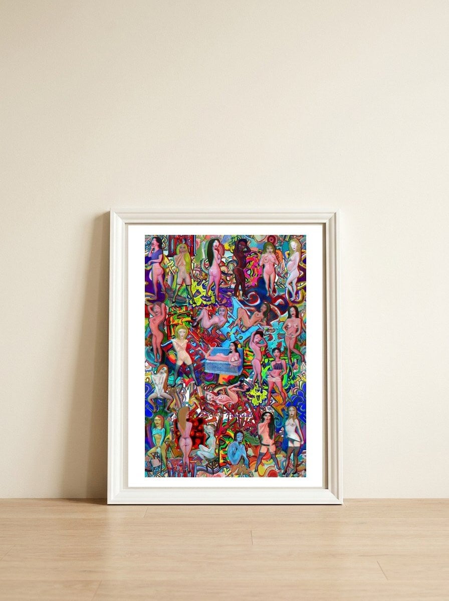 Chicas 3d 3 — framed, leaning against the wall