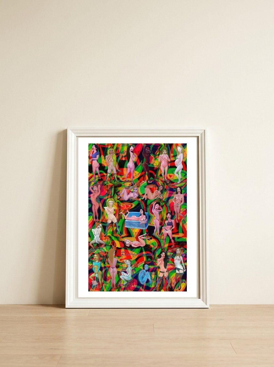 Chicas 3d 10 — framed, leaning against the wall