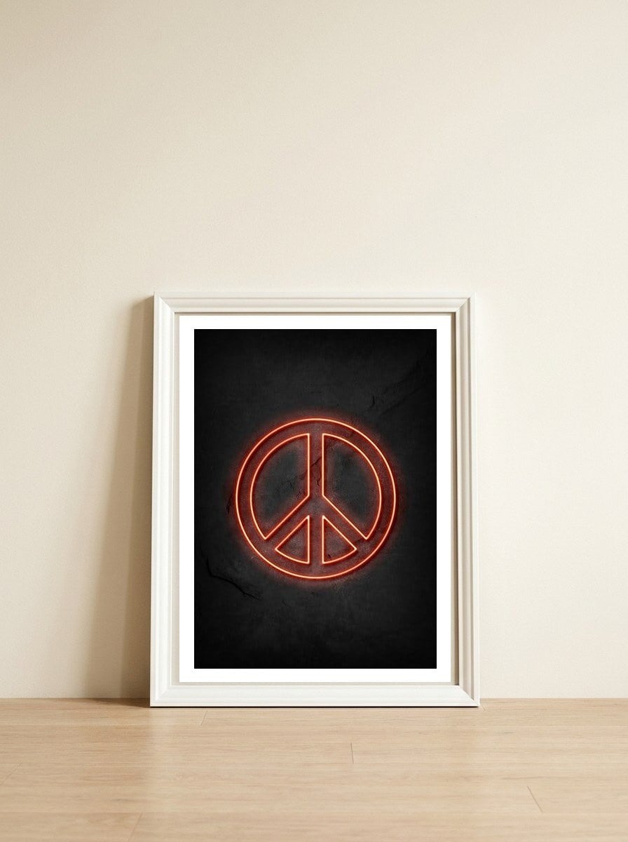 Peace — framed, leaning against the wall