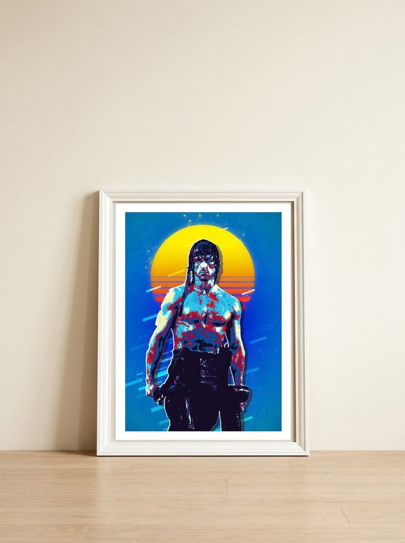 Rambo — framed, leaning against the wall