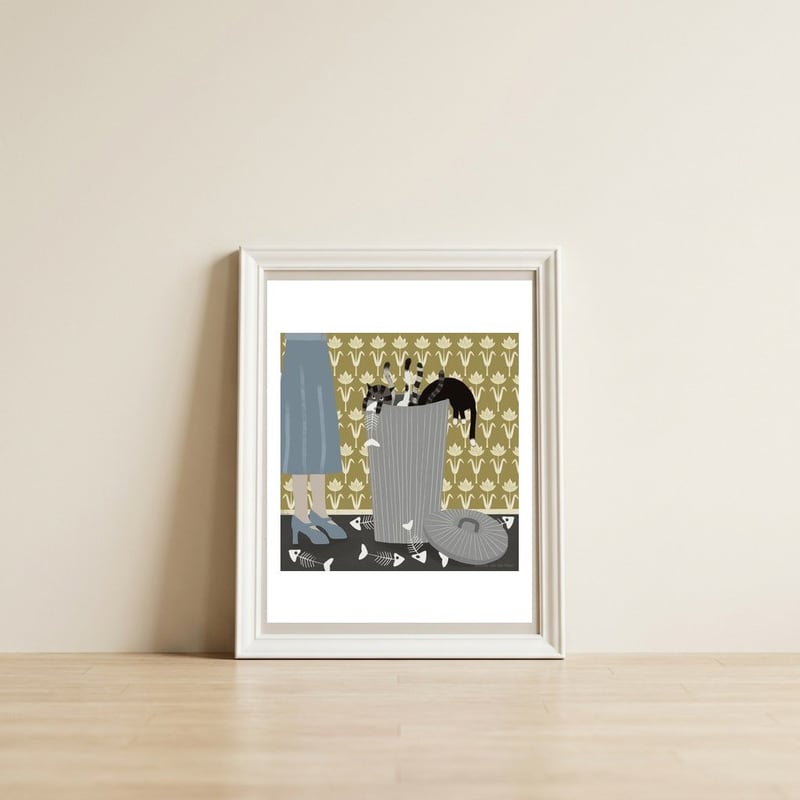 Cat 3: It wasn't me (1) — framed, leaning against the wall