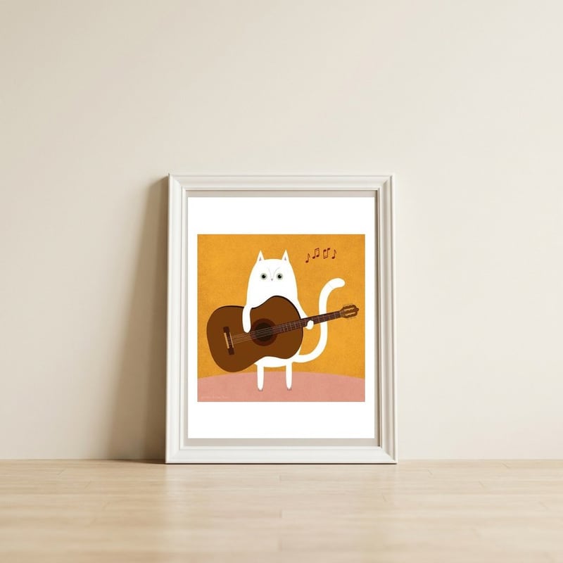 Cat 98: The rock star — framed, leaning against the wall