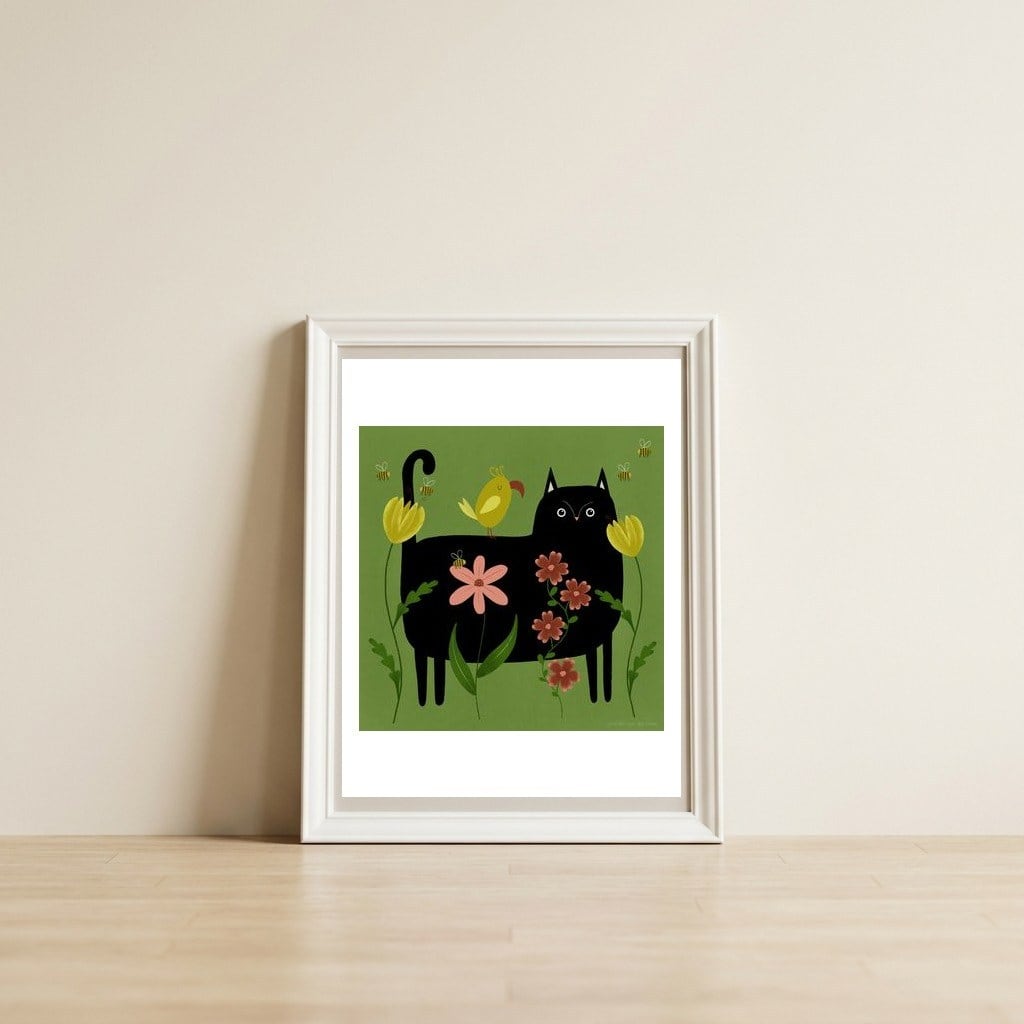 Cat 99: Spring time! — framed, leaning against the wall