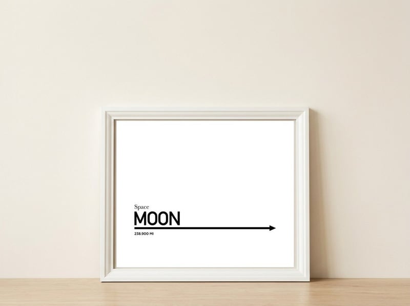 TO THE MOON — framed, leaning against the wall