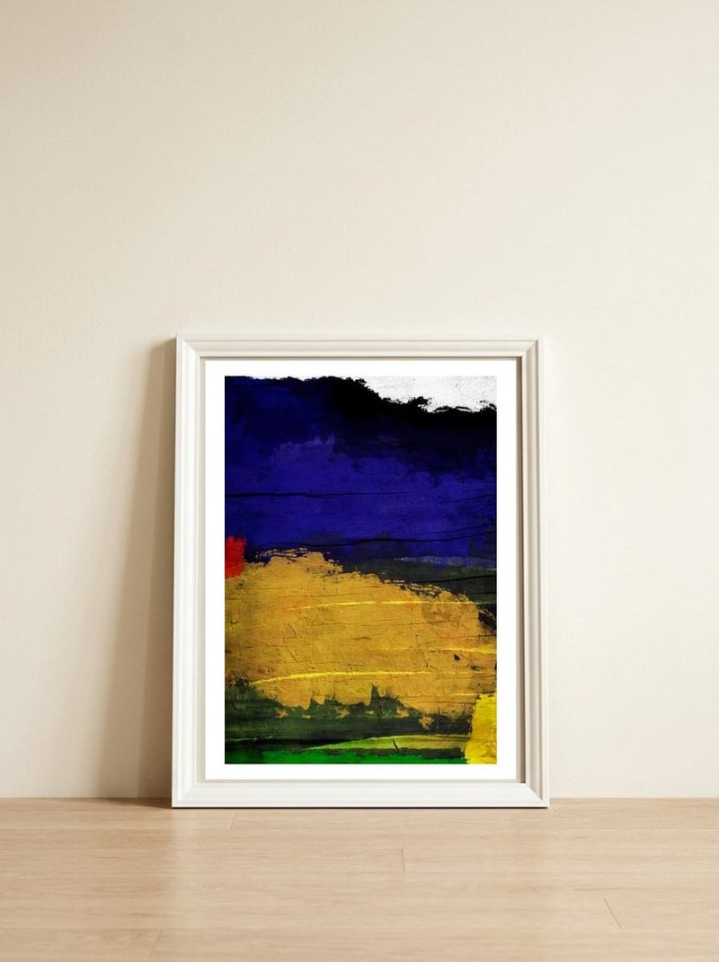 SURROUNDINGS — framed, leaning against the wall