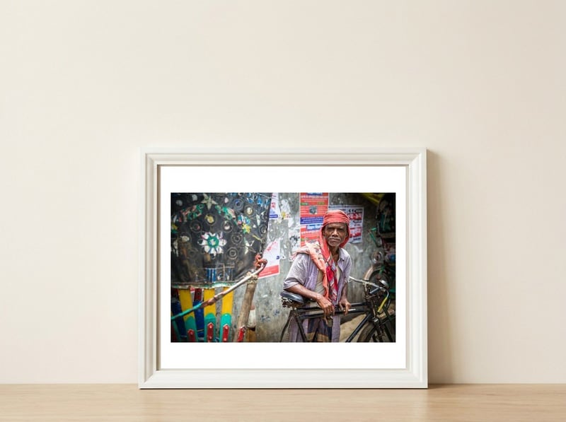 Rickshaw driver — framed, leaning against the wall