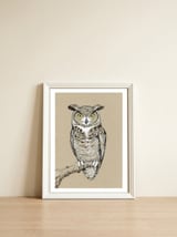  Great horned owl — framed, leaning against the wall thumbnail