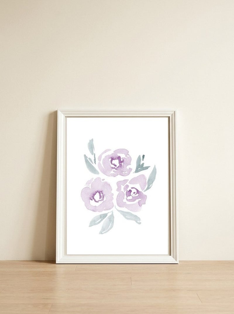 Wild Roses | Sage & Mauve — framed, leaning against the wall