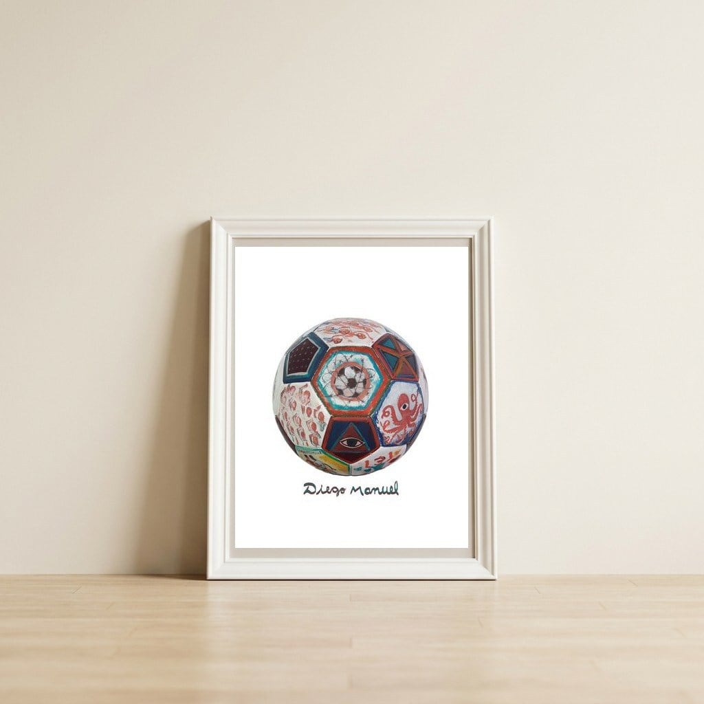 Futbol 2 — framed, leaning against the wall